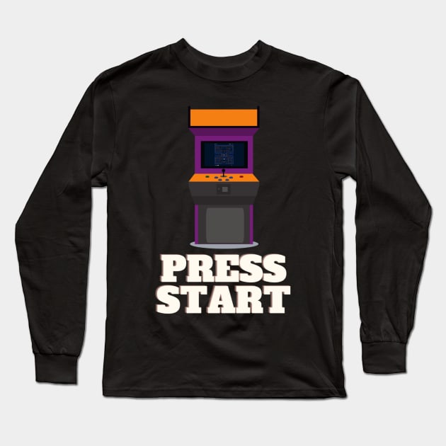 Press Start Arcade Gamer Apparel Long Sleeve T-Shirt by Topher's Emporium